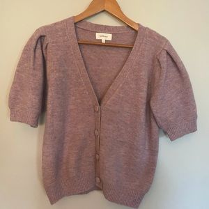 Bohme Elbow-sleeved cardigan sweater. Beautiful lavender marle color, size L